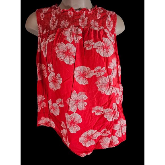 Ava & Viv Women's Sleeveless Blouse Red with Flowers Size 3X - Picture 1 of 6